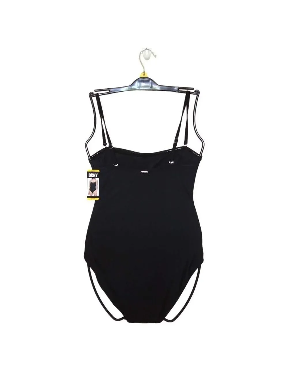 DKNY Black Shirred Convertible Bathing Suit NWT Size M - Picture 5 of 7